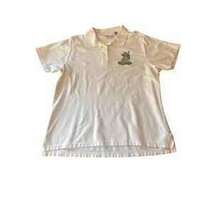 Cherokee Polo Shirt Frog Playing Cello Embroidery 1X Ivory Pale Yellow